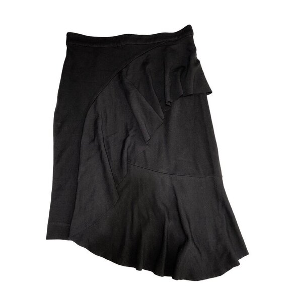 Bordeaux Skirt Size 4 Asymmetrical Gray Ruffle Stretch Raw Edges Back Zip Artsy - Picture 6 of 6